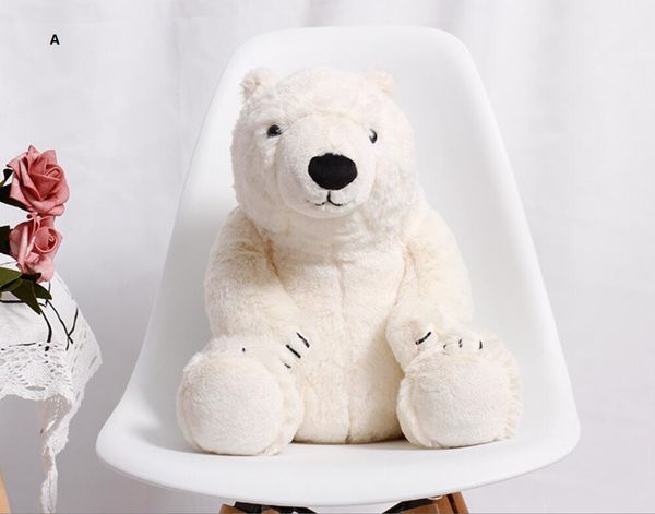 Ours polaire blanc en peluche, animaux mignons, taille 35-30cm, oreiller assis pour enfants, jouet doux