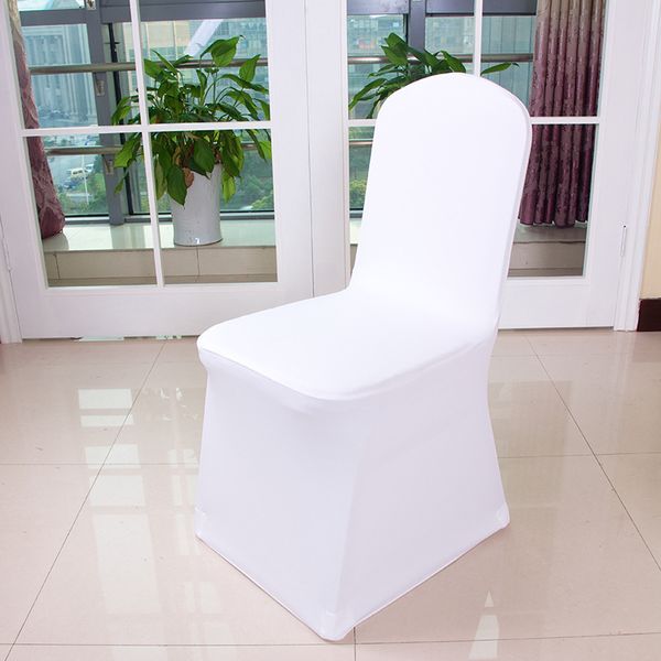 La chaise de mariage élastique couvre la décoration blanche d'hôtel de couverture de siège de banquet de Spandex de polyester blanc