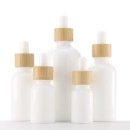 Weiße Porzellanglasflaschen für ätherische Öle, Hautpflege-Serum-Tropfflasche mit Bambuspipette, 10 ml, 15 ml, 20 ml, 30 ml, 50 ml, 100 ml Urkru