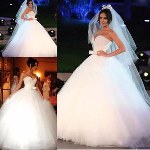 Witte Prinses Baljurk Trouwjurken 2019 Lente Zomer Sweetheart Bruidsjurken Tule Vloer Lengte Bruiloft Vestidos Custom Made