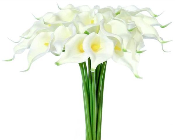 Fausse fleur de lys Calla artificielle en PU blanc, pour décoration de maison, Bouquet de mariée de mariage, décor de Bouquet de fleurs de Table pour la maison