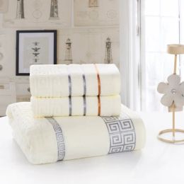 Serviette en coton pur blanc pur 35x75 cm serviettes de bain à l'hôtel brodés pour les adultes épaissis à séchage doux serviettes de visage molles hautement absorbants