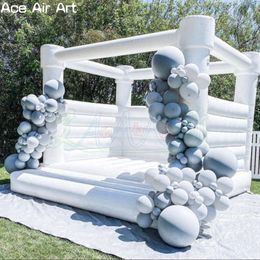 Witte PVC en Oxford Opblaasbare Bruiloft Uitsmijter Springkasteel voor Feest/Bounce Huis Met Luchtblazer Voor Plezier Binnen Buiten