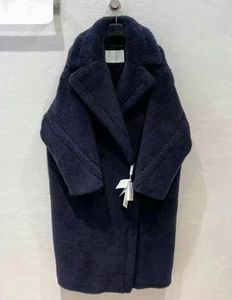 Bleu marine maxx ours en peluche icône XL manteaux fourrure d'alpaga femmes manteau vêtements d'extérieur doux