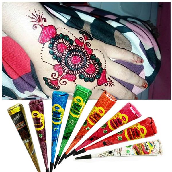 Kit de cône de henné blanc rouge noir Mehendi Body Painting Art Akvagrim Henna Tool avec 10 autocollants de tatouage de sexe