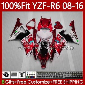 Weiße rote schwarze Spritzgusskörper für Yamaha YZF-R6 YZF R6 R 6 600YZF600 2008-2016 Karosserie 99No.120 600CC YZFR6 08 2008 2009 2010 2011 2012 YZF-600 13 14 15 16 OEM-Verkleidung