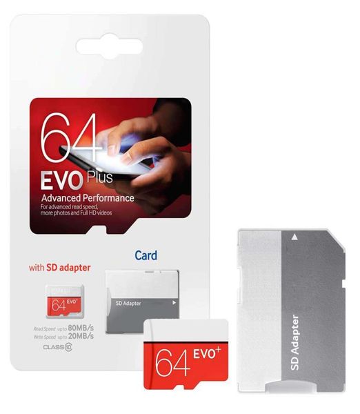 White Red Evo Plus 100 Real Genuine Full Full 2GB 4GB 8GB 16GB 32GB 64GB 128GB clase 10 TF TF Memory Flash con adaptador SD RETA3088659