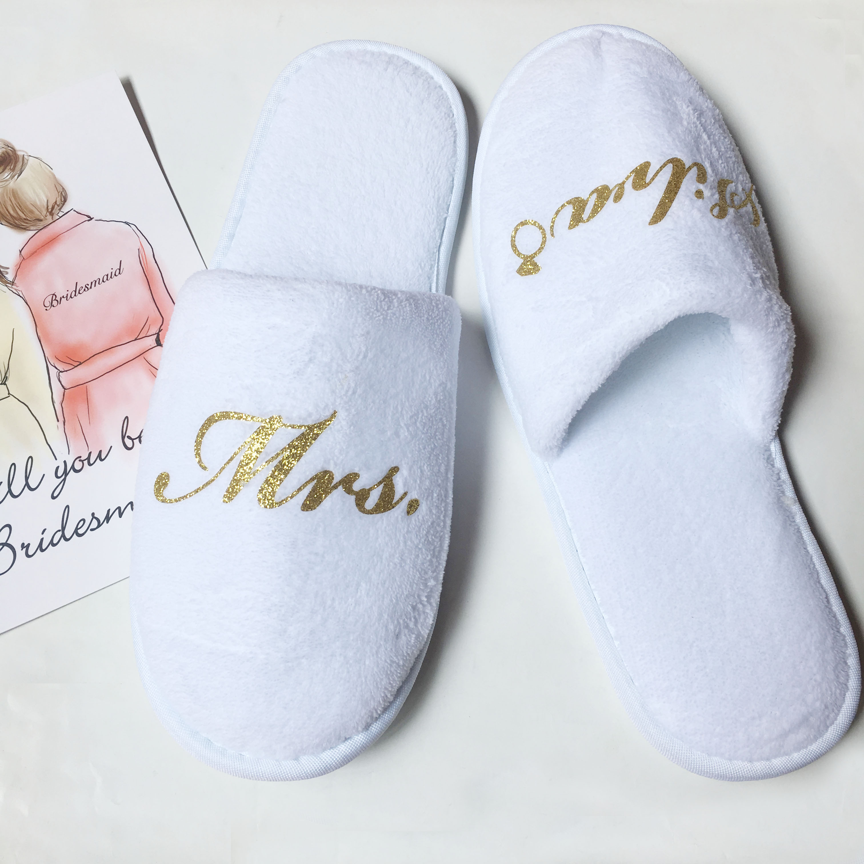 personalized Bridesmaid slippers wedding bridal shower party gift maid of honor gifts 1 pair lot free shipping