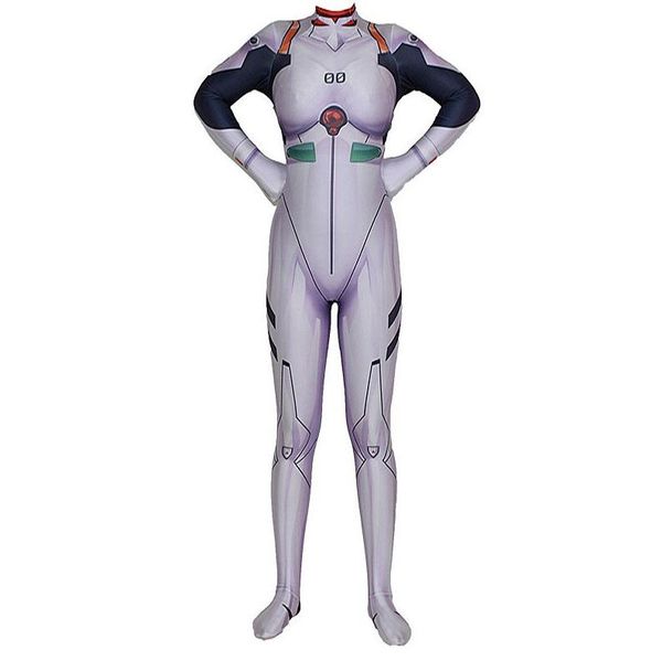 White Rei Cosplay Costume Halloween Girls Femme Bodys Ayanami Rei Plugsuit Superhero Catsuit Zentai costumes adultes Kids