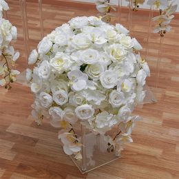 Wit Rose Butterfly Orchid Hydrangea Artificial Flower Ball 5 Maten Wedding Tafel Middelpunt Event Stage Props Window Display