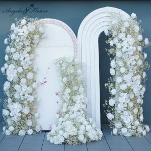 Blanc Rose Orchid Baby Breath Wedding Felt trop 5d arrangement floral événement Party Stage Decor Table Table Flower Runner Window Affichage