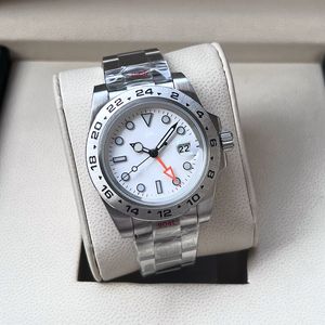 Witte ronde wijzerplaat 40 mm luxe herenwork 904L roestvrij staal vouwveiligheid horloge spekbestendig blauw kristal automatische machine montre de luxe horloges