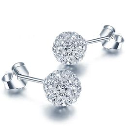 Wit S925 Stempel Plata Oorbellen Micro Disco Ballen Crystal Stud Earring Veilig Te Huid Vrouwen Sieraden Dhgarden Otant