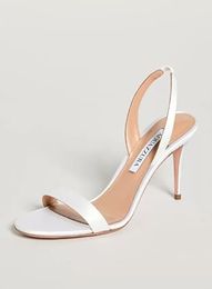 Sandales blanches à talons hauts, talon sexy pour dame, sandales en Plexi, chaussures de marque pour robe de soirée de mariage