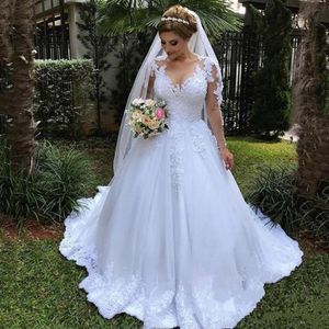 Blanc Satin À Manches Longues Robes De Mariée Cristal Princesse Robe De Mariée Long Train Boho Pays Robe De Mariée 2020 robes de novia268u