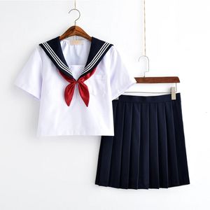 Wit Schoolmeisje Uniform Japanse Klasse Marine Sailor Schooluniformen Studenten Kleding Voor Meisjes Anime COS Sailor Marine Pak Plus 240318