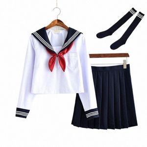 Wit Schoolmeisje Uniform Japanse Klasse Marine Sailor Schooluniformen Studenten Kleding Voor Meisjes Anime COS Sailor Marine Pak n4Sq #