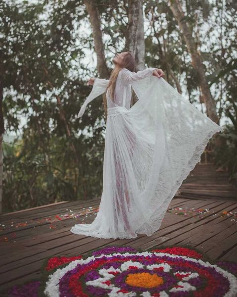 Vestidos de maternidad sexys blancos para sesión de fotos, vestido elegante de encaje para embarazo, accesorios de fotografía, vestido de mujer embarazada con manga acampanada