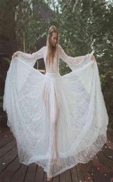 Robes de maternité sexy blanches pour Po Shoot dentelle robe de grossesse fantaisie accessoires de photographie manches évasées femmes enceintes robe Maxi G29769215