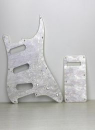 Plaque arrière de Pickguard pour guitare électrique SSS, couleur coquillage blanc, 1 pli avec vis pour accessoires de guitare à 11 trous, 6627584