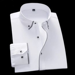 Wit overhemd voor heren met lange mouwen Business Casual effen kleur Camisas herenoverhemden Heren slim fit ondergoed 5XL 6XL 7XL 8XL 240312