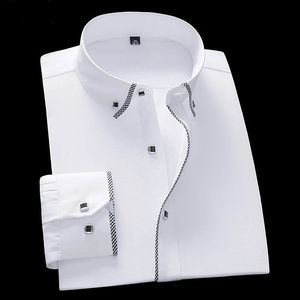 Chemise blanche pour hommes à manches longues affaires décontractée couleur unie Camisas hommes chemises habillées hommes Slim Fit sous-vêtements 5XL 6XL 7XL 8XL 240307