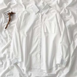 Chemise blanche pour femmes, Design Sense, Niche, ample, étudiante, rétro, Style Hong Kong, collège, manches longues, printemps