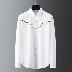 Camisa blanca de manga larga para hombre, camisas de vestir formales de negocios ajustadas, blusa de esmoquin para fiesta de escenario de estrella social, ropa para hombre