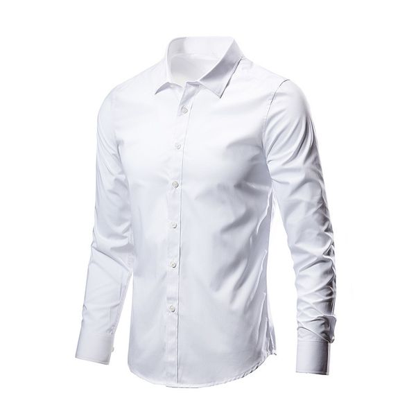 Chemise blanche chemises pour hommes à manches longues décontracté Slim hommes Chemise printemps Non fer affaires travail Chemise Homme mariage solide Camisas 210524