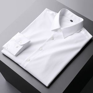 Chemises blanches hommes à manches longues non fer décontracté hommes Chemise solide printemps automne solide Slim Camisas travail affaires Chemise Homme 210524