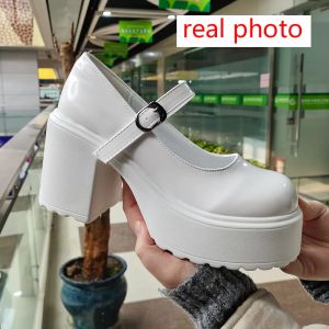 Chaussures blanches talons lolita chaussures plate-forme talons femmes mary jane chaussures vintage filles hauts talons japonais style collège chaussures