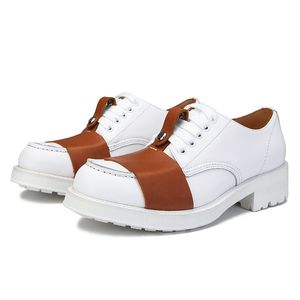 Zapatos blancos para hombre, zapatos de vestir de boda de tacón grueso hechos a mano de cuero de plena flor, zapatos Derby masculinos