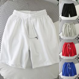 Short blanc hommes japonais polyester course shorts de sport hommes décontracté été taille élastique solide shorts 240223