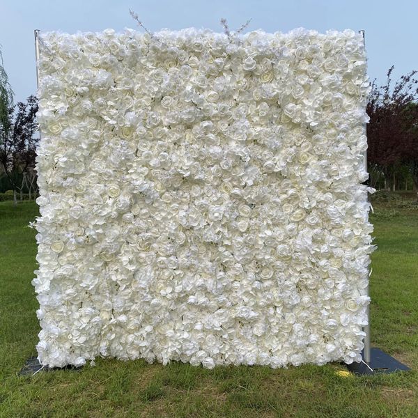 Rosa de seda blanca, flor Artificial de pared para decoración de boda, pared de flores, boda, Navidad, decoración de fondo para el hogar 89