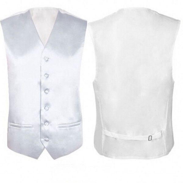 Gilet de robe de satin de soie blanche Hommes Casual Mariage Groom Gilet Mâle Slim Fit Col V Sans manches Tuxedo Gilets Chaleco Hombre 210522