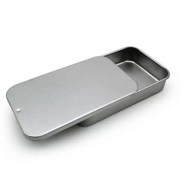 Caja de lata deslizante blanca Caja de embalaje de menta Cajas de contenedores de alimentos Caja de metal pequeña Tamaño 80x50x15mm FY5343 U0407