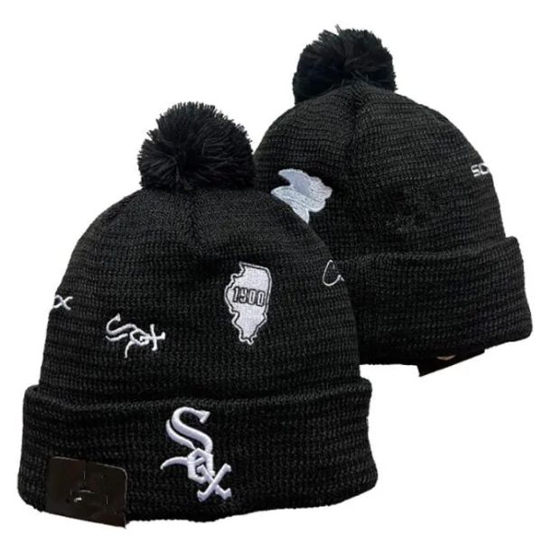 White Sox Beanie Chicago Bonsie Sox North American Baseball Team Side Patch Winter Wool Sport Knit Hat Skull Caps A01