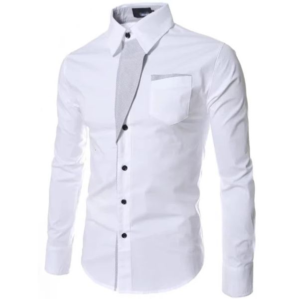 Chemises à rayures blanches Hommes 2023 À manches longues Business Slim Fit Chemise Homme Noir Vêtements sociaux Camisa Masculina Vetement Homme 240312