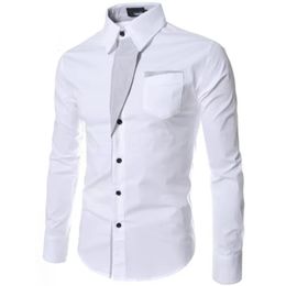 Wit Gestreepte Shirts Heren Lange Mouwen Business Slim Fit Mannelijke Shirt Zwart Sociale Kleding Camisa Masculina Vetement Homme 240306