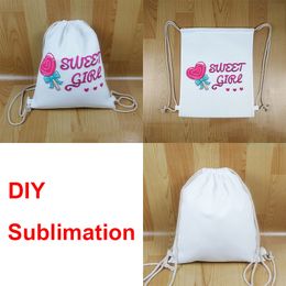 Witte Sublimatie Rugzak Canvas Trekkoord Tassen Snoep Gift Opbergtas Kerstfeestartikelen Lege DIY-geschenken