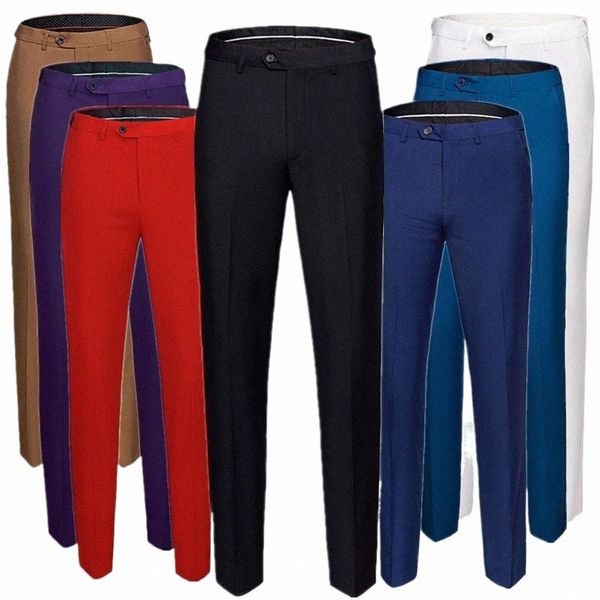 Pantalones de traje blanco Men16 colores Selecti Wedding Party Dr Pantalones Tallas grandes Pantalones para hombre S-6XL Azul Rojo Negro Pantales Hombre v6F0 #