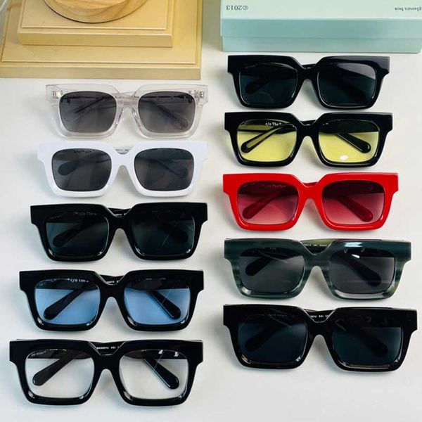 Gafas de sol blancas OW40001U marco de placa gruesa cuadrada estilo europeo y americano estrella hip-hop gafas polarizadas tamaño unisex 57-19-145 con caja original