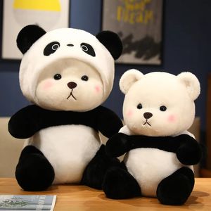 Witte teddybeer Cosplay Panda pop knuffel Kawaii met capuchon Cartoon dierentuin dier knuffel zittend Peluche cadeau 231229