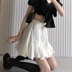 Poncho fino blanco falda A-word para mujer, versión coreana de verano reductora de desgaste de cien estudiantes de cintura alta 210621