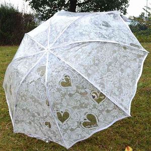 Parapluie pliant transparent blanc pluie femmes imperméable en plastique dentelle transparente parasol de mariage femmes 8 nervures parapluies d'activité 210401