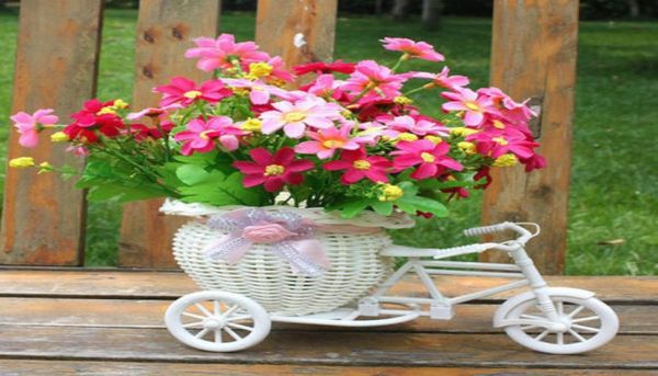 Blanc Tricycle vélo conception fleur panier conteneur de stockage bricolage fête mariage plante décoration 2384227