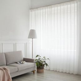 Cortina de tul blanco para decoración de sala de estar, gasa moderna, gasa transparente sólida, cortina de cocina, ventana, Tulle277Y