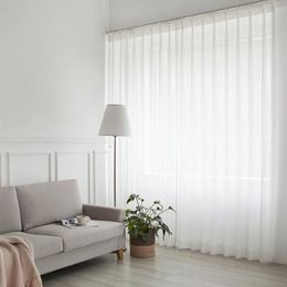 Cortina de tul blanco para decoración de sala de estar, gasa moderna, gasa transparente sólida, cortina de cocina, ventana, Tulle323D