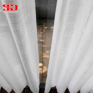 White Tulle Gordijn voor Woonkamer Soild Cross Cotton Linen Sheer Gordijn voor Slaapkamer Organza Voile Window Treatments Panel 210712