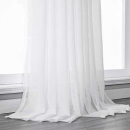 Witte tule gordijn voor woonkamer effen tule gordijn voor slaapkamer pure voile gordijn venster screening 210712